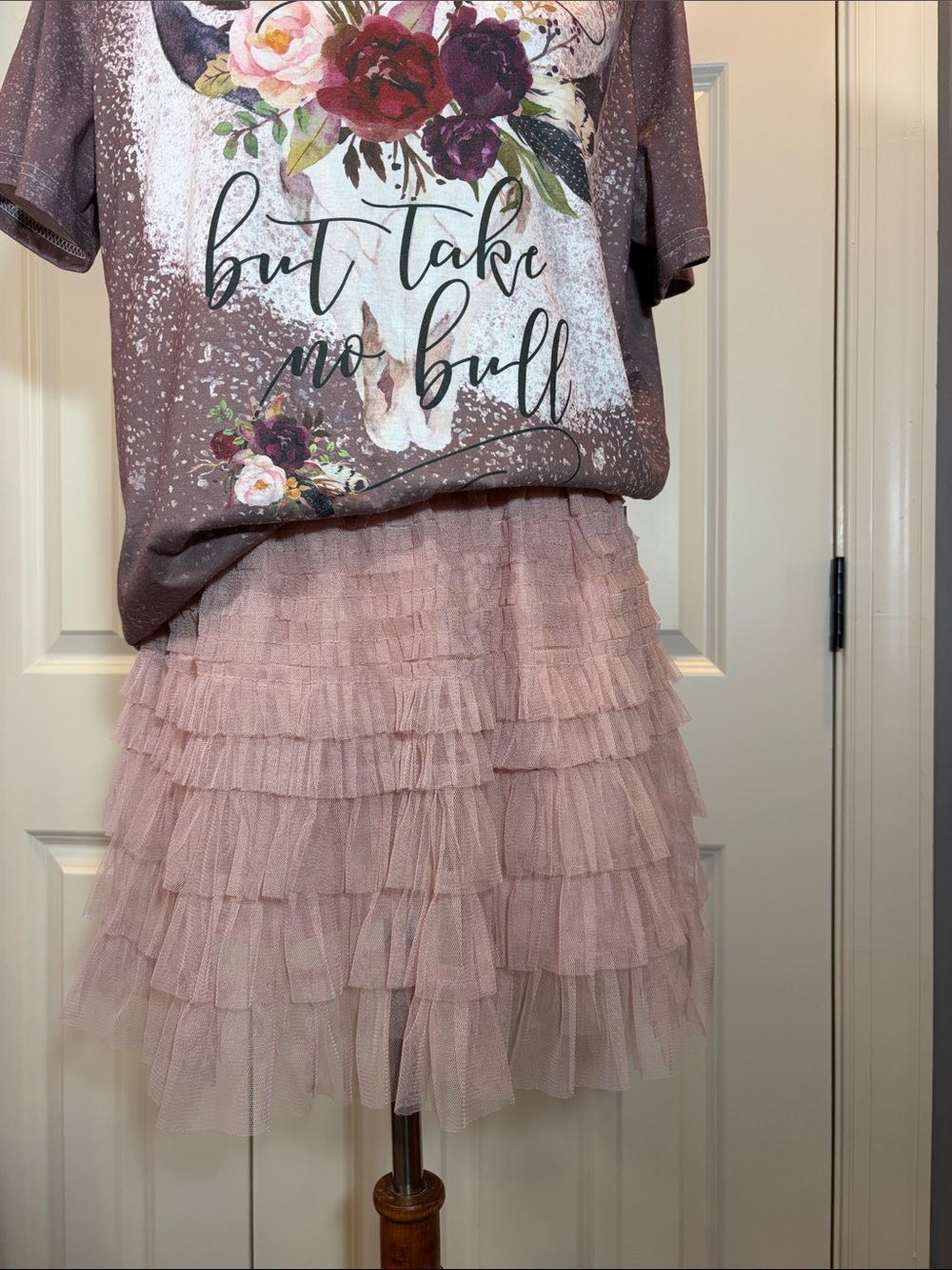 Very J Pink Layered Tulle Mini Skirt